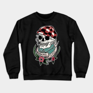 Tattoo Art Smoking Skull Working Class handdrawn Crewneck Sweatshirt